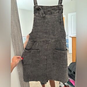 Zenana Outfitters Charcoal and Black Overalls